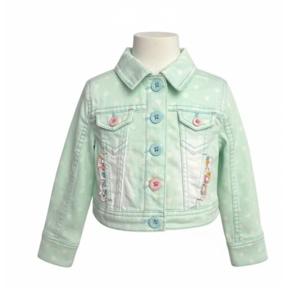 New Matilda Jane Girls Dream Chasers Polka‎ Dot Party Denim Jacket Size 2